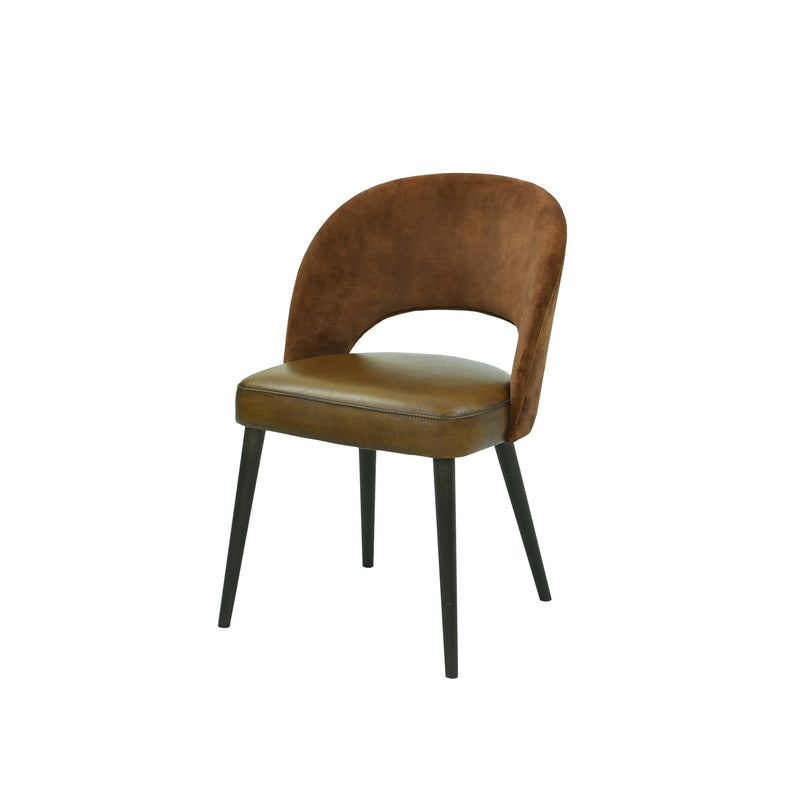 Dining chair in fabric or leather and wooden legs | Model DIXY